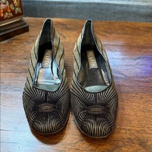 Prevata Black and Gold Striped Flats